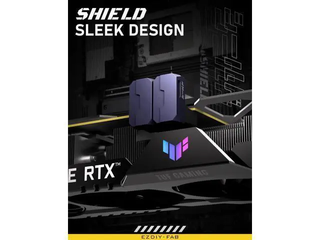 Alt view image 2 of 6 - Shield Series 8-Pin PCIe GPU Power Adapter,180-Degree U-Turn Angled Connector, Aluminum Design for Graphics Cards Reverse Type,Purple-2 Pack