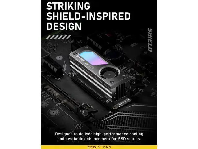 Alt view image 3 of 7 - Shield ARGB M.2 SSD Heatsink with Build-in 20mm PWM Fan, Premium Aluminum Design,5V 3-Pin ARGB Sync, High-Performance SSD Cooler for M.2 2280-Black-1 Pack