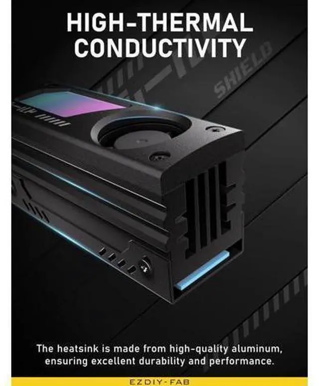 Alt view image 6 of 7 - Shield ARGB M.2 SSD Heatsink with Build-in 20mm PWM Fan, Premium Aluminum Design,5V 3-Pin ARGB Sync, High-Performance SSD Cooler for M.2 2280-Black-1 Pack