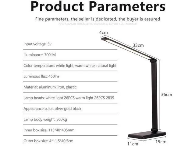 Alt view image 7 of 7 - 52PCS LED Desk Lamp 5 Color x5 Dimable Level Touch USB Chargeable Reading Eye-protect with timer Table lamp Night Light