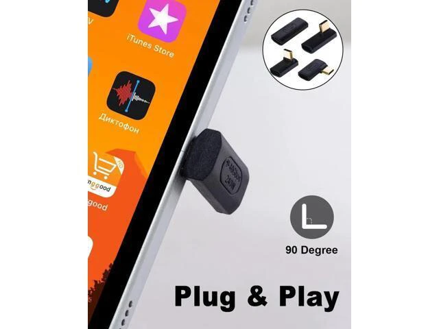 Alt view image 2 of 7 - Aomoproing 90 Degree USB C Adapter - 40Gbps Support Thunderbolt 4 Cable for Steam Deck, Laptop, MacBook, iPhone - 4 Pack