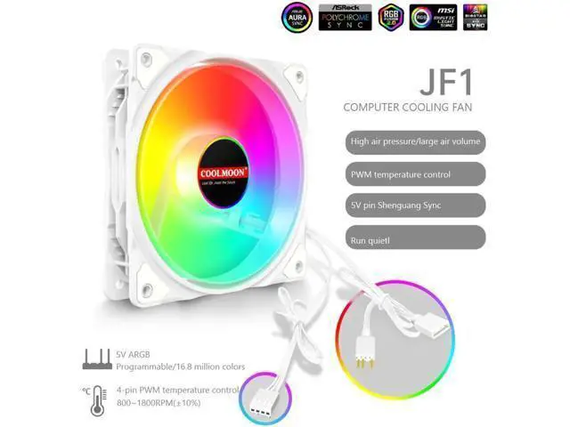 Alt view image 2 of 7 - 12cm Cooling Fan 5V 3Pin ARGB Mute CPU Cooler PC Case Fan 120mm Cooling 4Pin PWM Ventilador Aura Sync with ARGB Controller