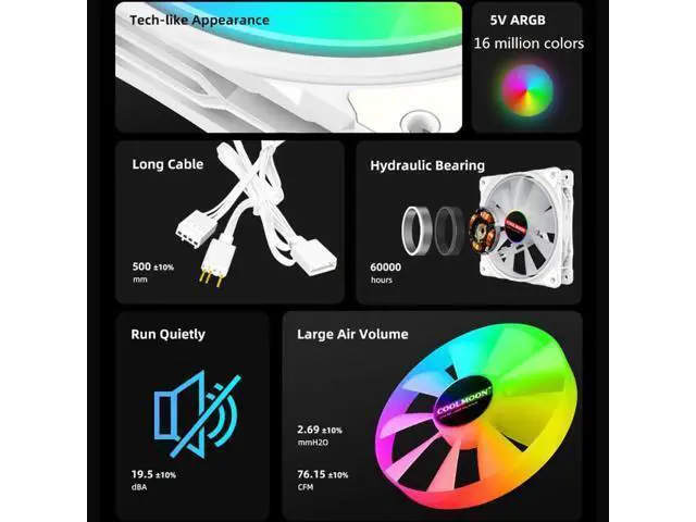 Alt view image 5 of 7 - 12cm Cooling Fan 5V 3Pin ARGB Mute CPU Cooler PC Case Fan 120mm Cooling 4Pin PWM Ventilador Aura Sync with ARGB Controller