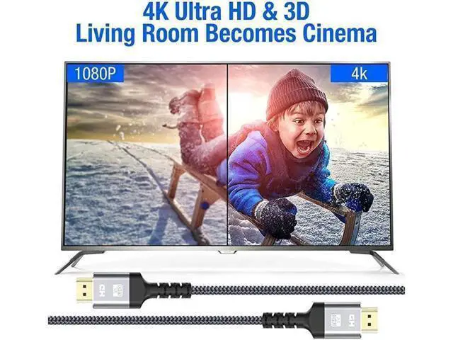 Alt view image 2 of 7 - 4K HDMI Cable, 4FT High Speed 18Gbps HDMI 2.0 Braided Cord-Supports (4K 60Hz HDR,Video 4K 2160p 1080p 3D HDCP 2.2 ARC-Compatible with Ethernet PS4/3 4K Monitor Projector ect