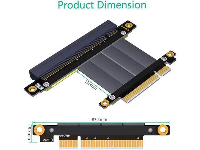 Alt view image 4 of 6 - PCIE Riser PCI-E 8X to 16X Riser Extender Card Adapter PCIe 16X PCI Express Flexible Cable PCIe Gen3 8Gb Cables 15cm Axial Cable