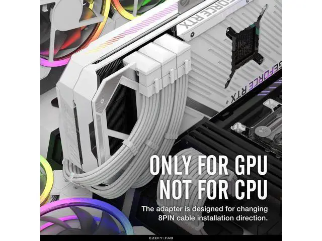 Alt view image 5 of 7 - Aomoproing GPU VGA PCIe 8 Pin U Turn 180 Degree Angle Connector Power Adapter Board for Desktop Graphics Card-Reverse Type 3-Pack White