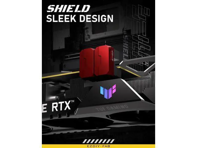 Alt view image 2 of 5 - Shield Series 8-Pin PCIe GPU Power Adapter,90-Degree Angled Connector, Aluminum Design for Graphics Cards Reverse Type,Red-2 Pack