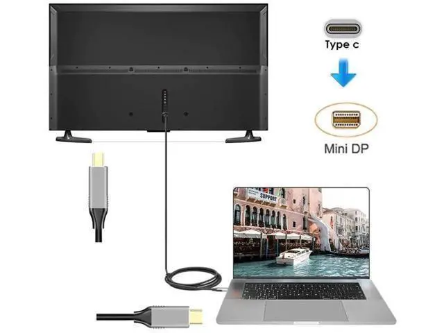 Alt view image 5 of 7 - Aomoproing USB 3.1 Type C USB-C to Mini DisplayPort DP Male 4K Monitor Cable for MacBook & Laptop 1.8m