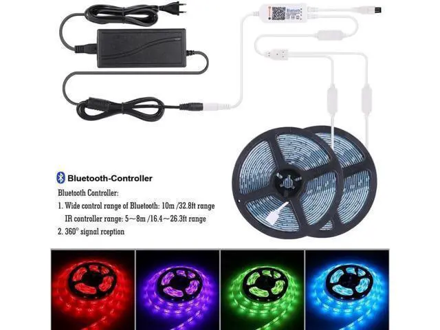 Alt view image 5 of 7 - Bluetooth LED Strip Lights 5050 10M (2 x 5M) 300 LED Stripes Lights Smart Phone Controlled Waterproof RGB LED Band Light for Home & Outdoor Decoration