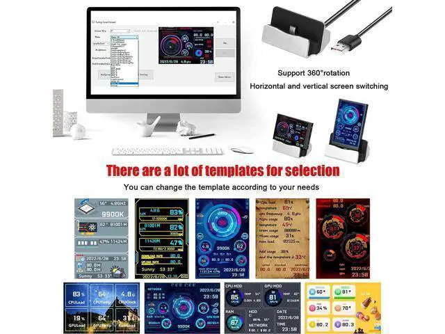 Alt view image 2 of 7 - 3.5 Inch IPS Display Screen USB Secondary Screen Computers CPU GPU RAM HDD Monitor Time Date Display Horizontal Vertical Screen Switch