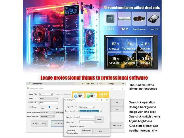 Alt view image 5 of 7 - 3.5 Inch IPS Display Screen USB Secondary Screen Computers CPU GPU RAM HDD Monitor Time Date Display Horizontal Vertical Screen Switch
