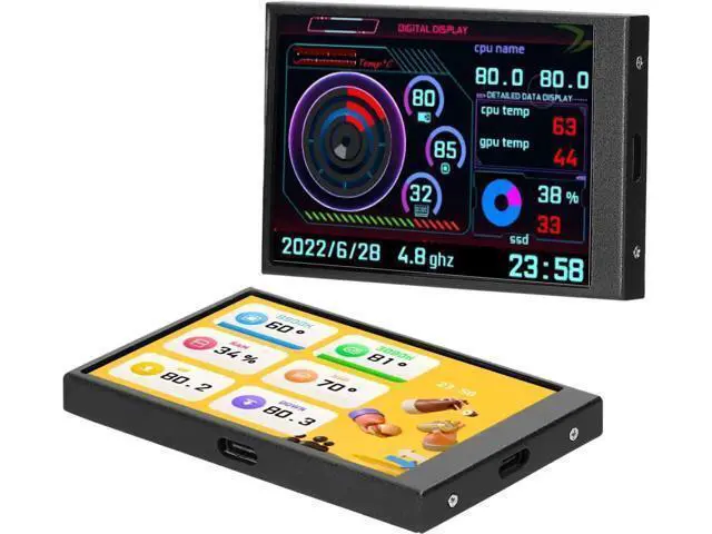 Alt view image 7 of 7 - 3.5 Inch IPS Display Screen USB Secondary Screen Computers CPU GPU RAM HDD Monitor Time Date Display Horizontal Vertical Screen Switch