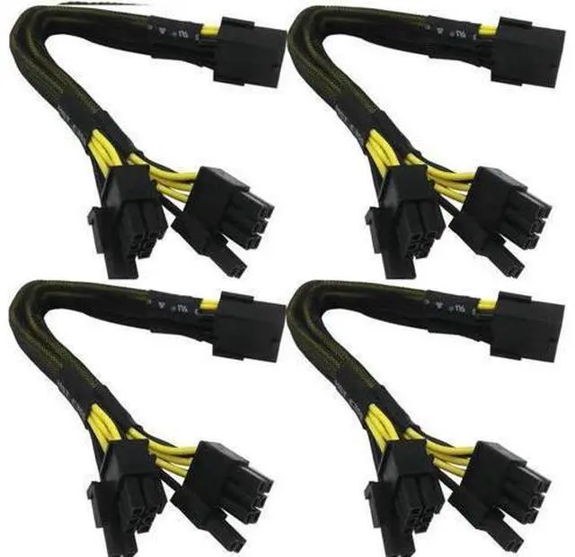 Main image of Aomoproing 18 Gauge 8-Pin Female to Dual 8 Pin (6+2) Male 30.5 cm (12-inch) 18 AWG PCI-E GPU Miner Graphics Video Card VGA Sleeved Braided Woven Extension Power Cable Splitter Black Swan Mining 4/Pack