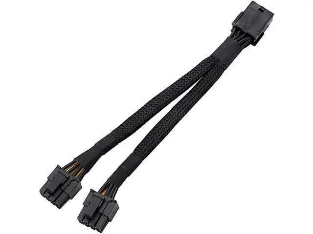 Alt view image 3 of 5 - Aomoproing 18 Gauge 8-Pin Female to Dual 8 Pin (6+2) Male 30.5 cm (12-inch) 18 AWG PCI-E GPU Miner Graphics Video Card VGA Sleeved Braided Woven Extension Power Cable Splitter Black Swan Mining 4/Pack