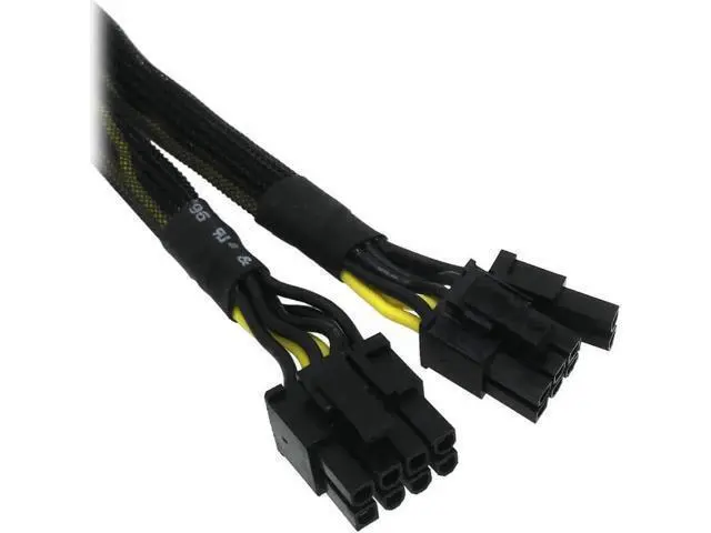 Alt view image 4 of 5 - Aomoproing 18 Gauge 8-Pin Female to Dual 8 Pin (6+2) Male 30.5 cm (12-inch) 18 AWG PCI-E GPU Miner Graphics Video Card VGA Sleeved Braided Woven Extension Power Cable Splitter Black Swan Mining 4/Pack