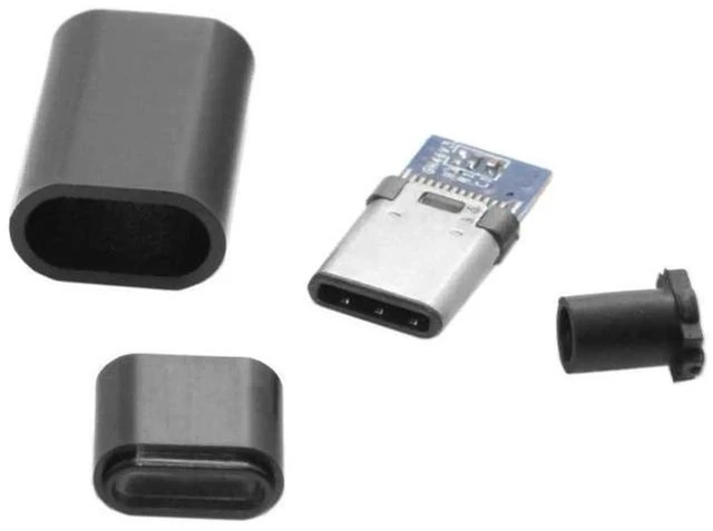 Alt view image 2 of 7 - Aomoproing 5set DIY 24pin USB 3.1 Type C USB-C Male Plug Connector 5V 3A SMT Type with Black Housing Cover