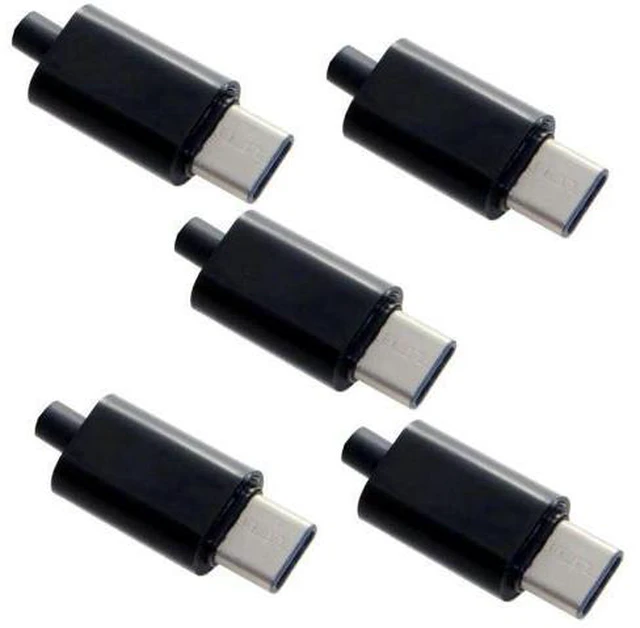 Main image of Aomoproing 5set DIY 24pin USB 3.1 Type C USB-C Male Plug Connector 5V 3A SMT Type with Black Housing Cover