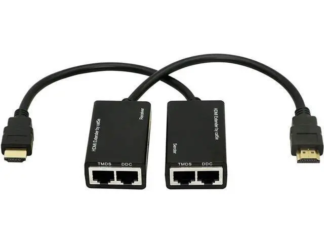 Alt view image 2 of 5 - AOMOPROING HDMI Extender,HDMI to RJ45 Network Cable Extender Converter Repeater Over Cat 5e / 6 1080p up to 30m Extender for HDTV HDPC PS4 STB 4K 2K (Double Port-30m)