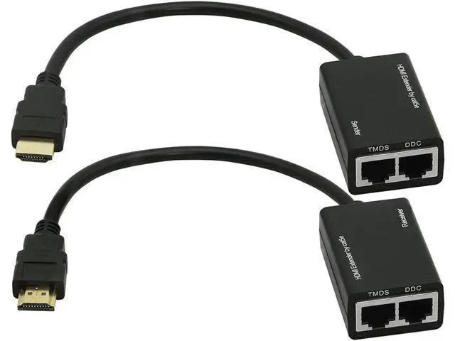 Alt view image 3 of 5 - AOMOPROING HDMI Extender,HDMI to RJ45 Network Cable Extender Converter Repeater Over Cat 5e / 6 1080p up to 30m Extender for HDTV HDPC PS4 STB 4K 2K (Double Port-30m)