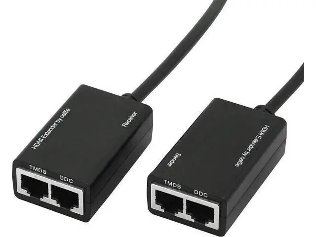 Alt view image 5 of 5 - AOMOPROING HDMI Extender,HDMI to RJ45 Network Cable Extender Converter Repeater Over Cat 5e / 6 1080p up to 30m Extender for HDTV HDPC PS4 STB 4K 2K (Double Port-30m)