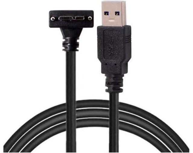 Alt view image 3 of 5 - Aomoproing 3.0M 90 Degree Up Angled Micro USB Screw Mount to 3.0 Data Cable for Industrial Camera U3-044-UP-3.0M