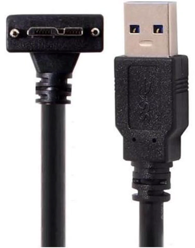 Alt view image 4 of 5 - Aomoproing 3.0M 90 Degree Up Angled Micro USB Screw Mount to 3.0 Data Cable for Industrial Camera U3-044-UP-3.0M