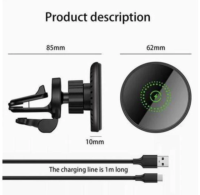 Alt view image 3 of 6 - The 15W Blue magnetic mobile phone stand charger Magsafe is suitable for iPhone in-car wireless charger