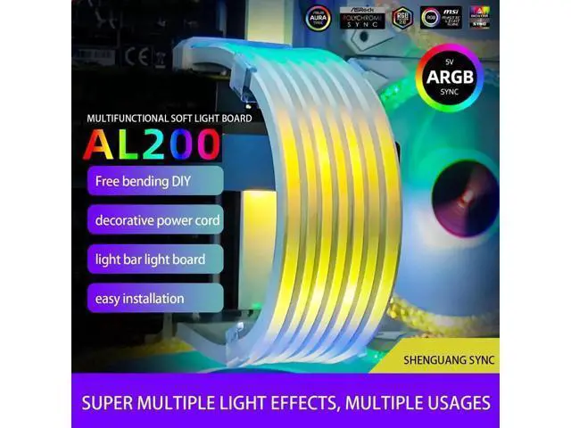 Alt view image 5 of 7 - Lamp Tape PC Backlight Flexible LED Strip Light 5V ARGB Aura Sync Multifunctional DIY for 24PIN Motherboard AL200