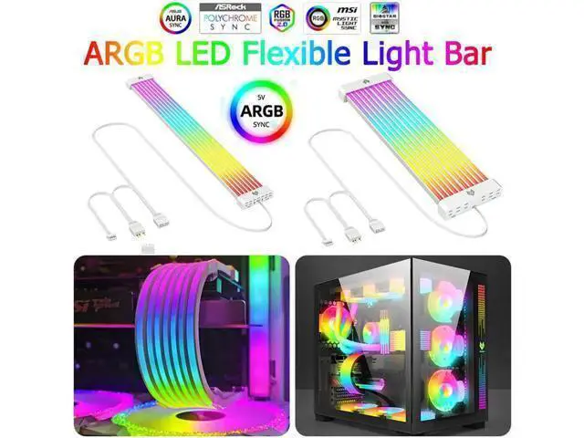Alt view image 7 of 7 - Lamp Tape PC Backlight Flexible LED Strip Light 5V ARGB Aura Sync Multifunctional DIY for 24PIN Motherboard AL200