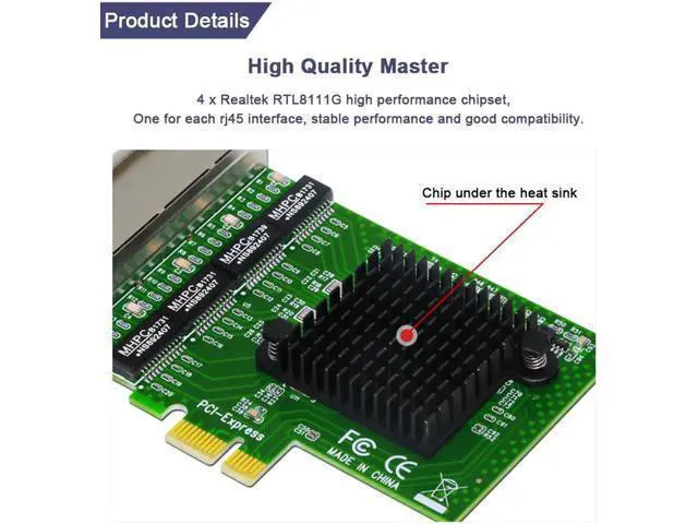 Alt view image 3 of 7 - Network Cards LAN Card Ethernet Network Adapter Ethernet Lan Adapter Network Card 4 Port RJ-45 PCI Express Free Internet