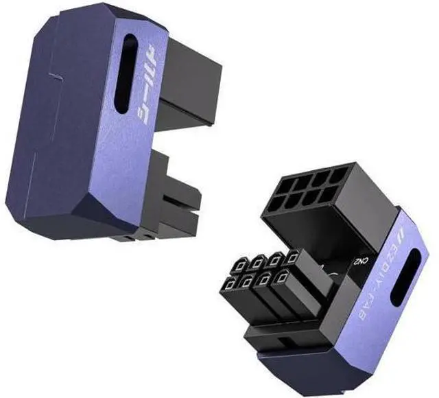 Main image of Shield Series 8-Pin PCIe GPU Power Adapter,180-Degree U-Turn Angled Connector, Aluminum Design for Graphics Cards Standard Type,Purple-2 Pack
