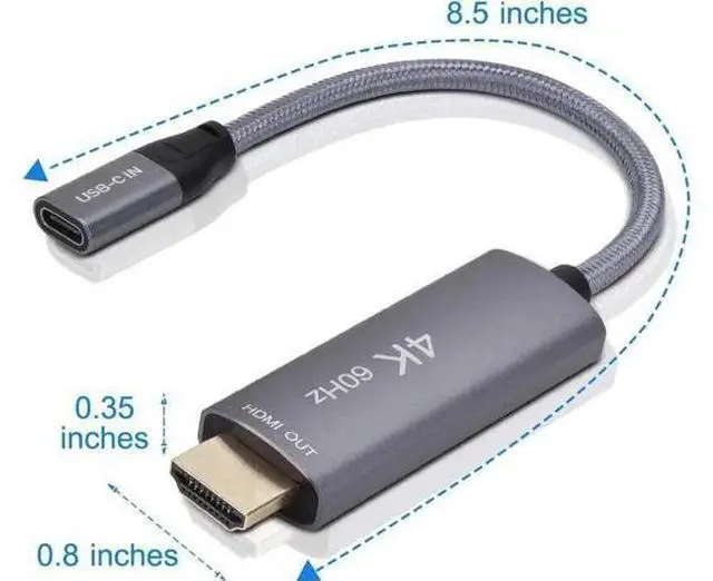 Alt view image 4 of 7 - USB-C Female to HDMI Male Cable Adapter,USB Type C 3.1 Input to HDMI Ouput Converter,4K 60Hz USBC Thunderbolt 3 Adapter for New MacBook Pro,Mac Air,Chromebook Pixel and More