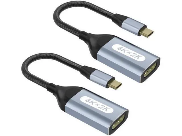 Alt view image 2 of 7 - USB C to HDMI Adapter 4K@60Hz, Thunderbolt Adapter, Type C HDMI Converter, USB-C Cable Converter, Compatible with Laptop MacBook Pro/Air, iPhone 15, Dell, HP, Pixelbook, Thinkpad, Surface, Etc(2 Pack)