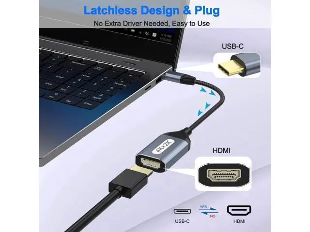 Alt view image 7 of 7 - USB C to HDMI Adapter 4K@60Hz, Thunderbolt Adapter, Type C HDMI Converter, USB-C Cable Converter, Compatible with Laptop MacBook Pro/Air, iPhone 15, Dell, HP, Pixelbook, Thinkpad, Surface, Etc(2 Pack)