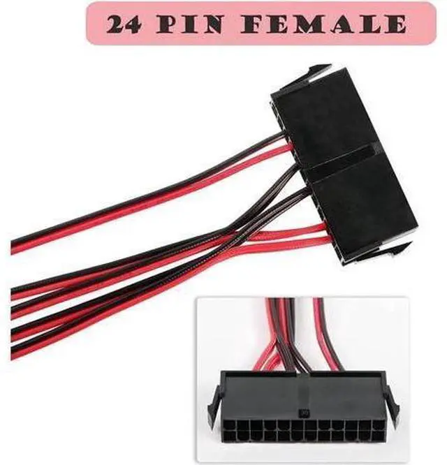 Alt view image 4 of 5 - ATX Power 24 Pin to 4 DC5521 and Power Switch Cable, 24P Female to 12V DC 5.5mm x 2.1mm Male Adapter with ON/Off, Inserted into PC Power Supply 24P Male, Leading to DC Power Supply (0.5m)