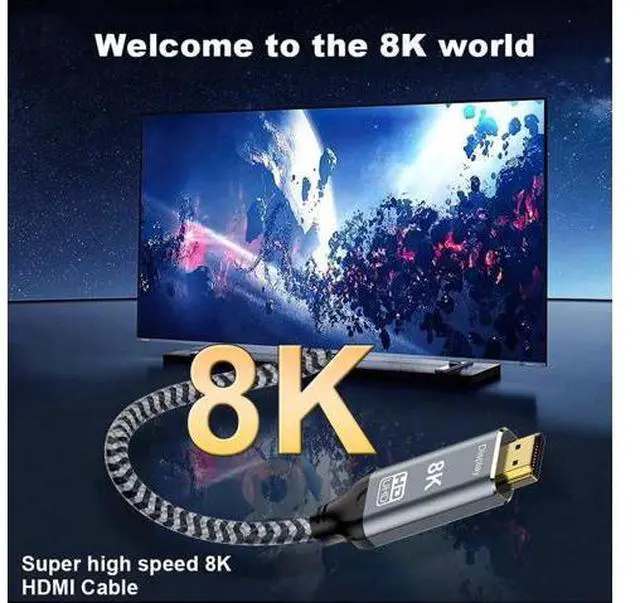 Alt view image 4 of 7 - USB C to HDMI 2.1 Cable 3.3FT, 8K@60Hz 4K@144Hz Thunderbolt 3/4 Compatible with MacBook Pro/Air, iPad Pro, iPhone 15, Supports HDCP 2.3 & HDR10, High Speed 48Gbps for XPS, Galaxy S22, Gaming Monitor