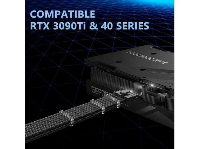 Alt view image 4 of 6 - RTX 4090 4080 4070TI 16Pin(12+4) to 4x8Pin PCI-E 5.0 Sleeved Extension Cable,12Pin to 4x8Pin Compatible 4090 4080 4070TI Series and RTX3090ti,14inch with Cable Combs (16AWG/Black)