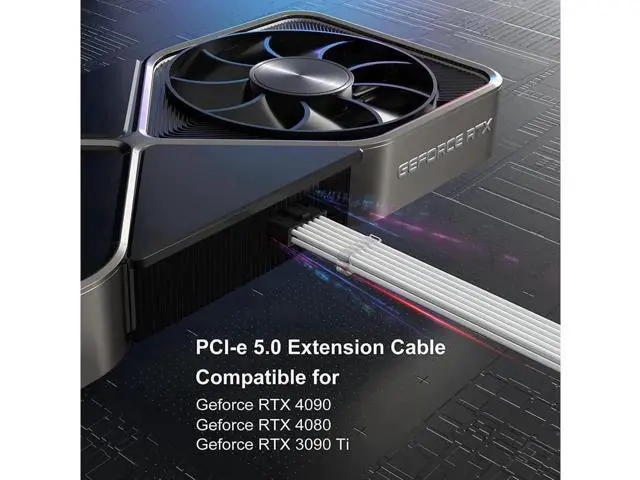 Alt view image 7 of 7 - PCI-e 5.0 Extension Cable, RTX 4090 4080 16Pin(12+4) Male to 4x8Pin Female 12VHPWR Cable PCIE GPU Power Sleeved Extender Cord Compatible for GeForce RTX 4090/4080/4070Ti/3090Ti (14inch, White)