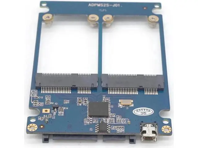 Alt view image 3 of 7 - Dual mSATA RAID to 22pin SATA Adapter 2.5 inch SATA 3.0 Enclosure USB3.0 to 2 MSATA SATA 3 RAID 0/1