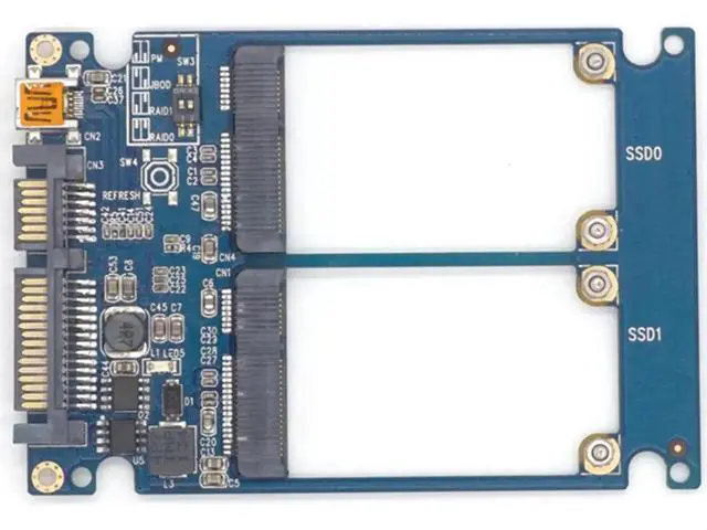 Alt view image 5 of 7 - Dual mSATA RAID to 22pin SATA Adapter 2.5 inch SATA 3.0 Enclosure USB3.0 to 2 MSATA SATA 3 RAID 0/1