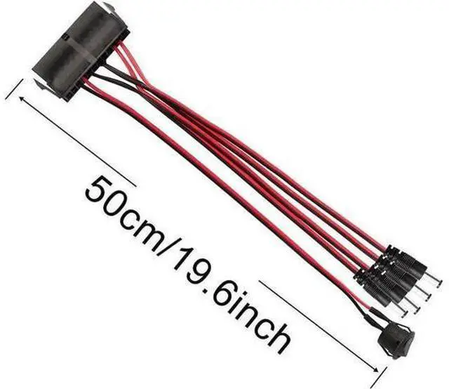 Alt view image 2 of 5 - ATX Power 24 Pin to 4 DC5521 and Power Switch Cable, 24P Female to 12V DC 5.5mm x 2.1mm Male Adapter with ON/Off, Inserted into PC Power Supply 24P Male, Leading to DC Power Supply (0.5m)