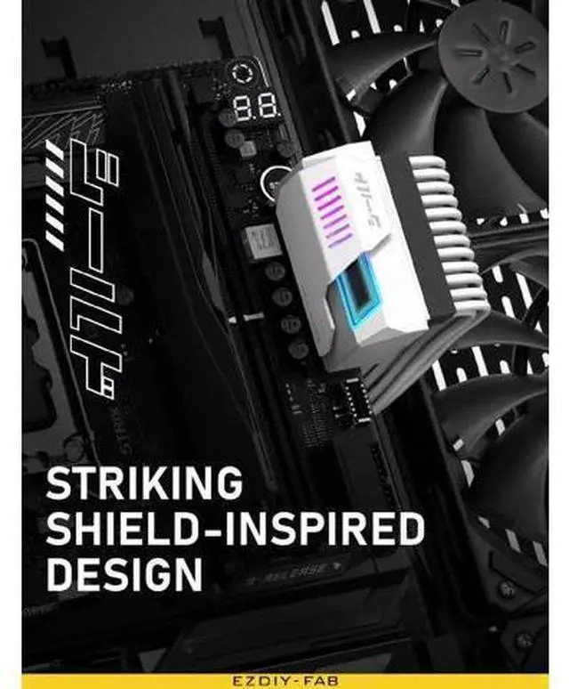 Alt view image 5 of 7 - Shield 24-pin 90 Degree Angle Adapter with Infinity Mirror ARGB Light,ATX 24 Pin Power Connector, 5V 3pin ARGB Sync-90 Degree-White-1 Pack