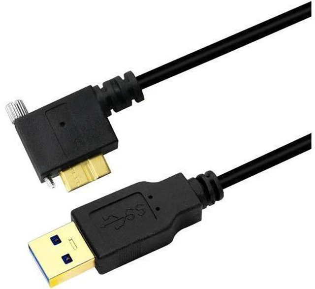 Main image of Aomoproing 3M USB 3.0 A Male to 90 Degree Micro B Male Cable with Locking Screws for Hard Drive, Smartphone, Tablet and PC