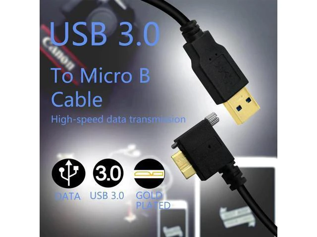Alt view image 4 of 6 - Aomoproing 3M USB 3.0 A Male to 90 Degree Micro B Male Cable with Locking Screws for Hard Drive, Smartphone, Tablet and PC