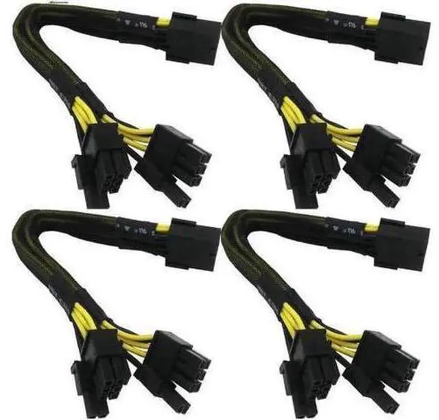 Main image of Aomoproing 18 Gauge 8-Pin Female to Dual 8 Pin (6+2) Male 30.5 cm (12-inch) 18 AWG PCI-E GPU Miner Graphics Video Card VGA Sleeved Braided Woven Extension Power Cable Splitter Black Swan Mining 4/Pack