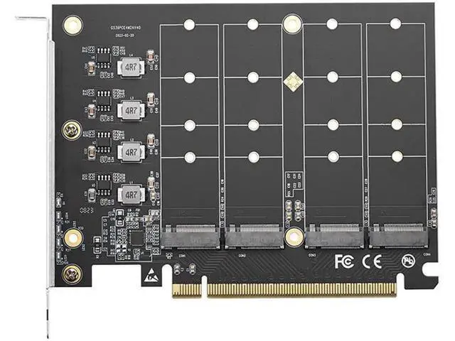 Alt view image 2 of 7 - PCIE 4.0 NVME Adapter PCI Express x16 to 4 Port M.2 M-Key NVME SSD Expansion Card Riser Full Speed