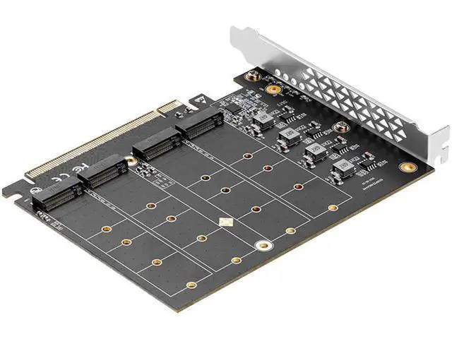 Alt view image 3 of 7 - PCIE 4.0 NVME Adapter PCI Express x16 to 4 Port M.2 M-Key NVME SSD Expansion Card Riser Full Speed