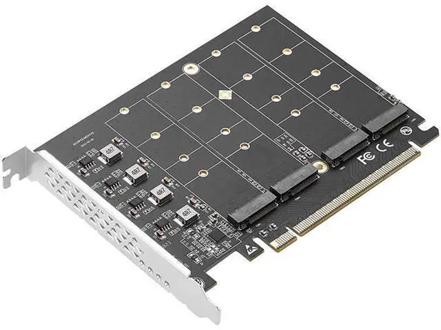 Alt view image 7 of 7 - PCIE 4.0 NVME Adapter PCI Express x16 to 4 Port M.2 M-Key NVME SSD Expansion Card Riser Full Speed