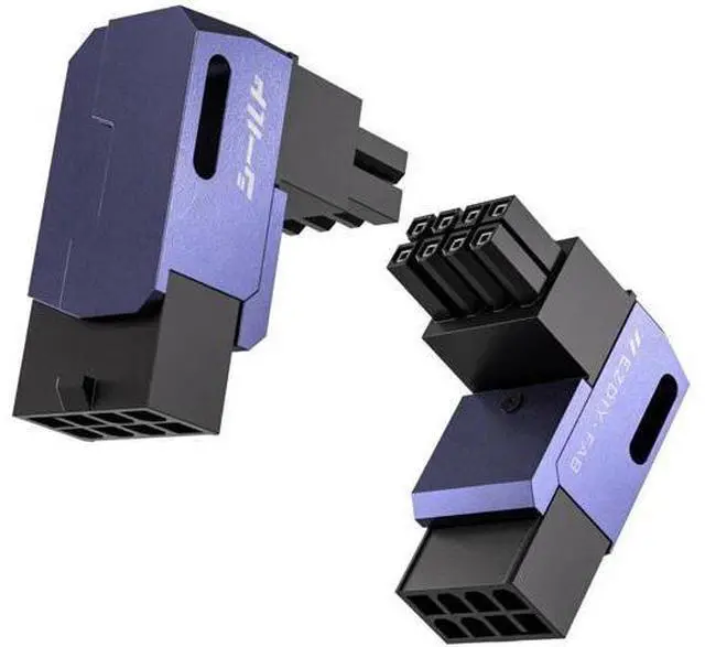 Main image of Shield Series 8-Pin PCIe GPU Power Adapter,90-Degree Angled Connector, Aluminum Design for Graphics Cards Reverse Type,Purple-2 Pack