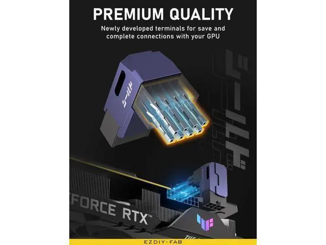 Alt view image 3 of 6 - Aomoproing Shield Series 8-Pin PCIe GPU Power Adapter,90-Degree Angled Connector, Aluminum Design for Graphics Cards Standard Type,Purple-2 Pack